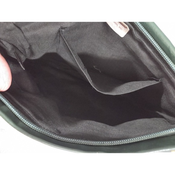 Vintage 1970s Dark Green Leather Clutch Shoulder Bag - Picture 6 of 8